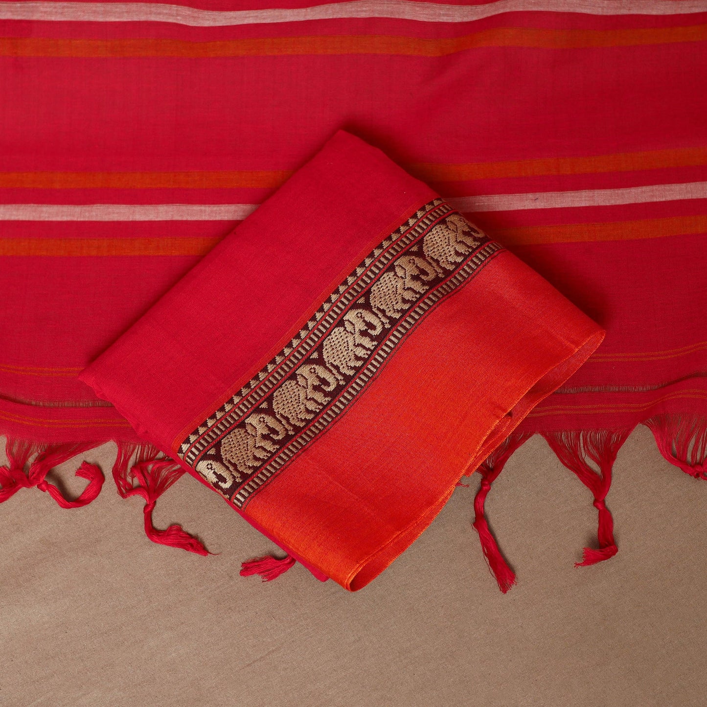 Red - 3pc cotton unstitched dharwad dress material