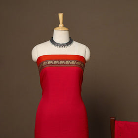 Red - 3pc cotton unstitched dharwad dress material