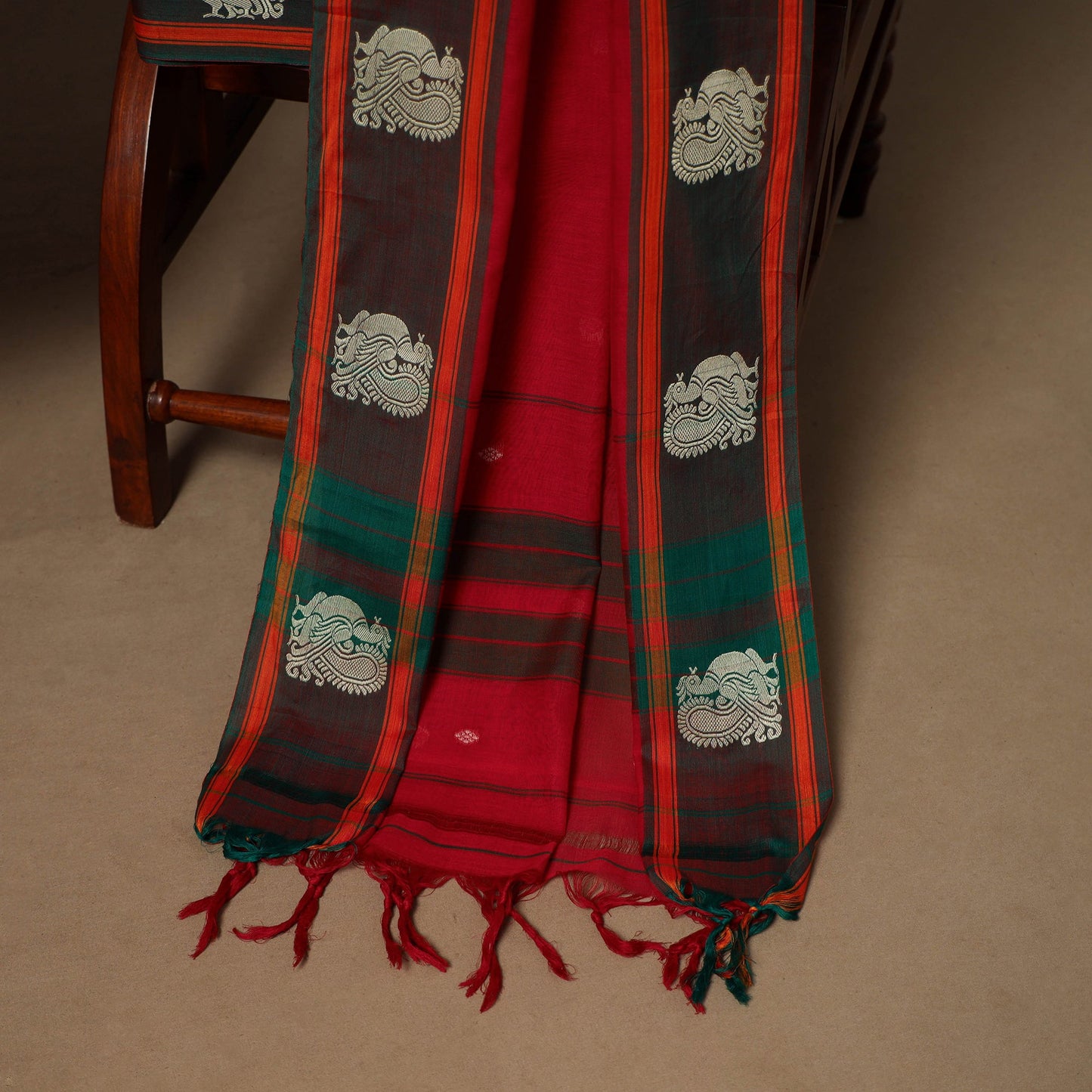 Red - 3pc cotton unstitched dharwad dress material