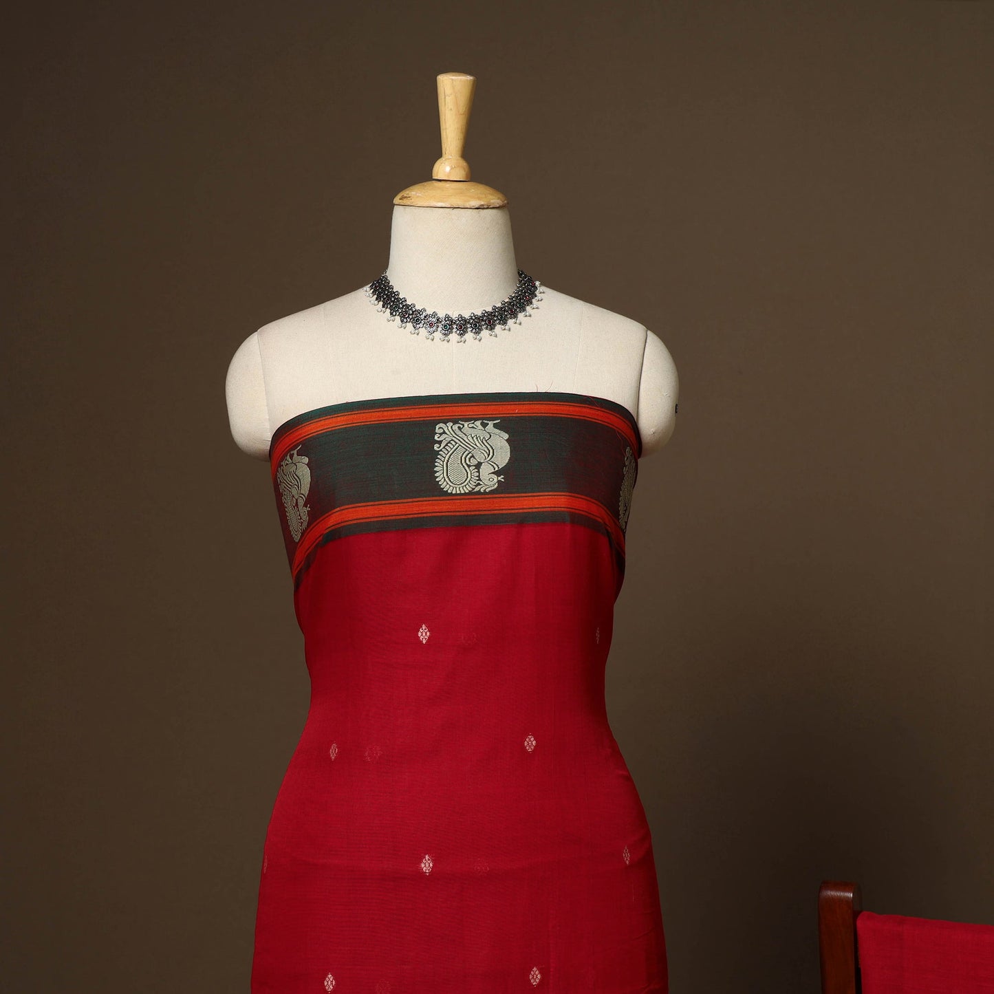 Red - 3pc cotton unstitched dharwad dress material