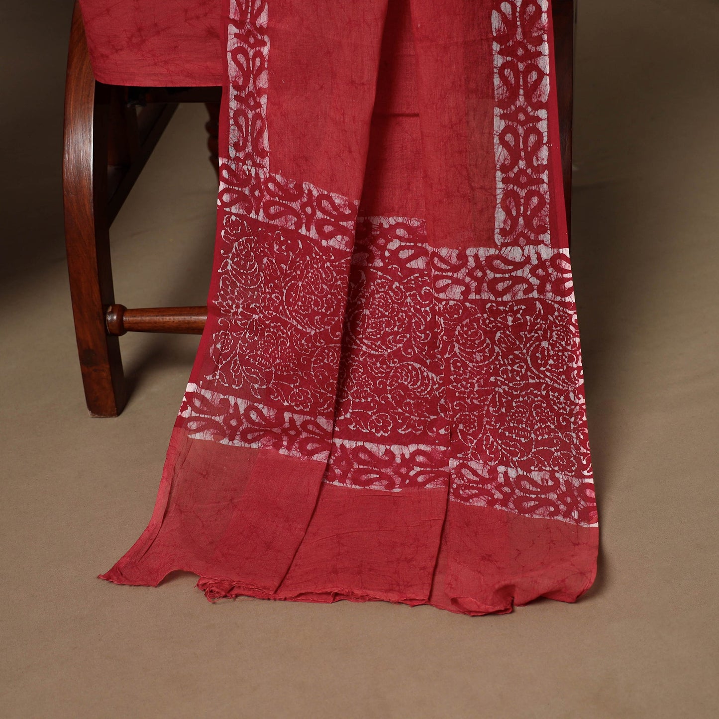 Red - 3pc cotton unstitched hand batik dress material 01