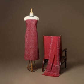 Red - 3pc cotton unstitched hand batik dress material 01