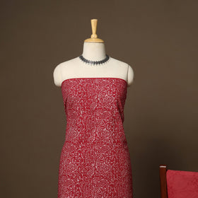 Red - 3pc cotton unstitched hand batik dress material 01