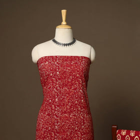 Red - 3pc cotton unstitched hand batik dress material 06
