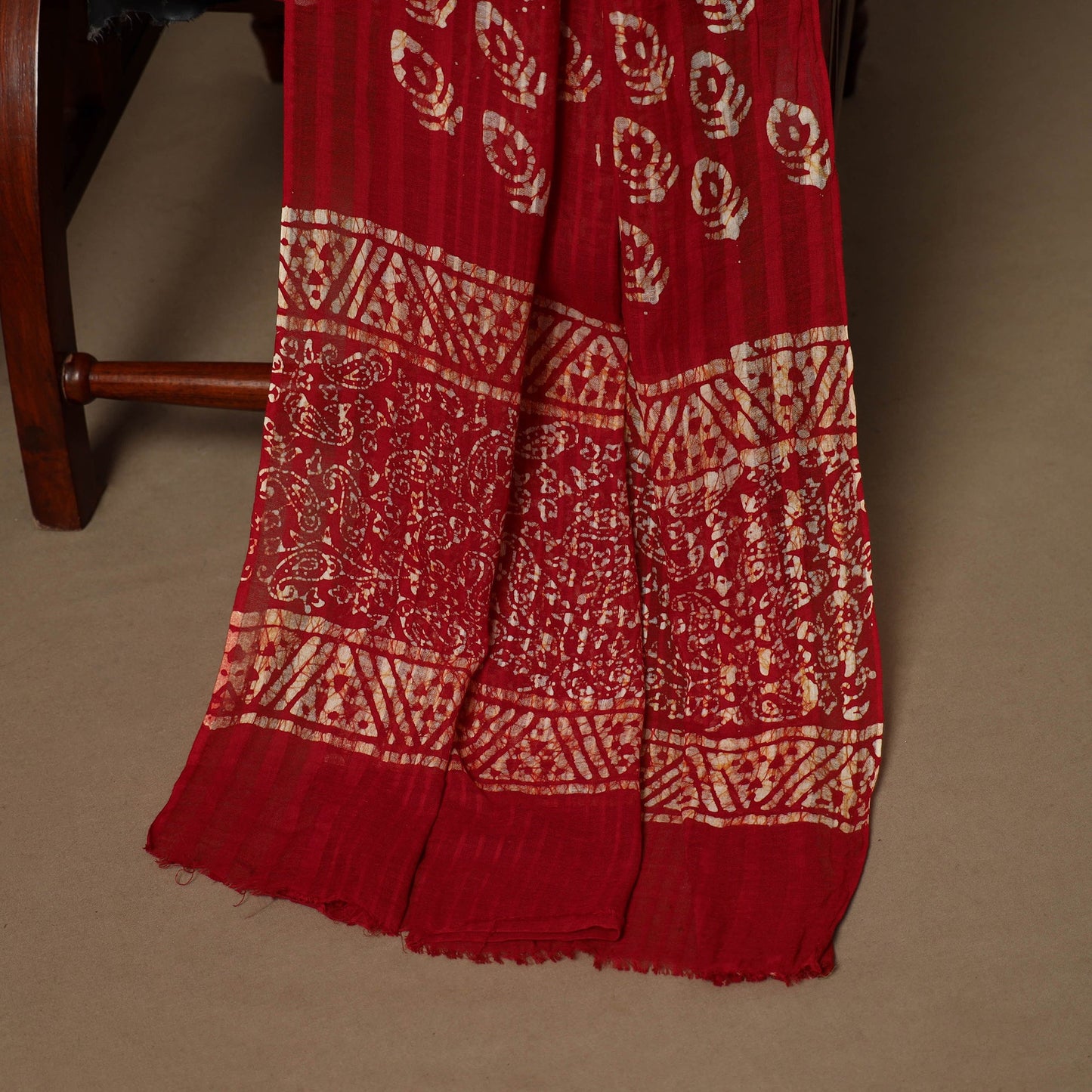 Red - 3pc cotton unstitched hand batik dress material 06