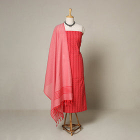 Red - 3pc cotton unstitched jacquard dress material 38