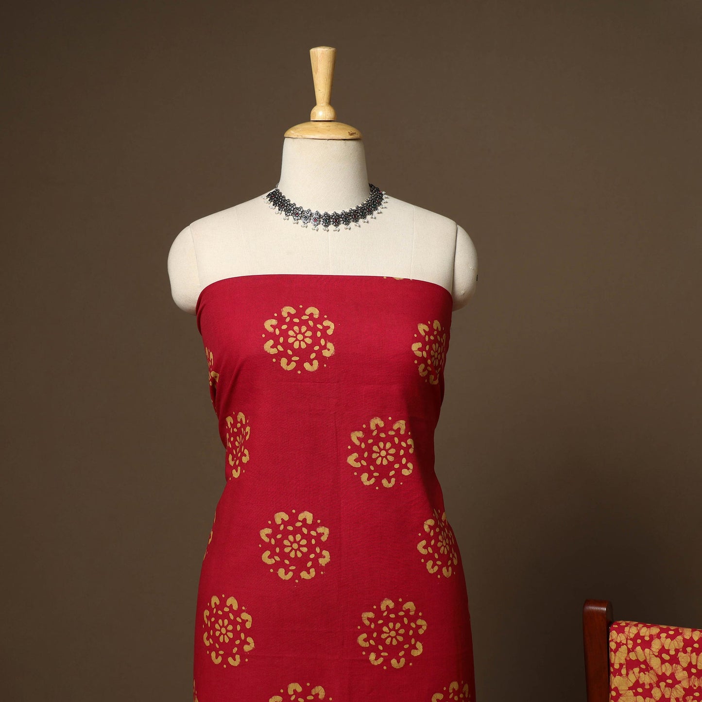 Red - 3pc cotton unstitched kutch batik dress material 04