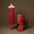 Red - 3pc cotton unstitched kutch batik dress material 04