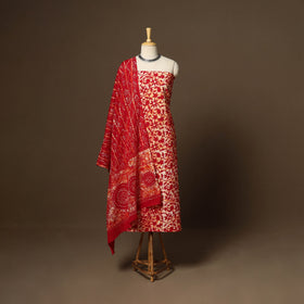 Red - 3pc cotton unstitched kutch batik dress material 08