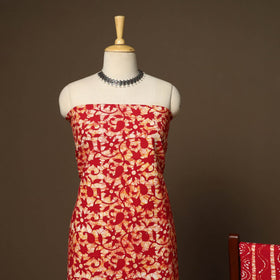 Red - 3pc cotton unstitched kutch batik dress material 08