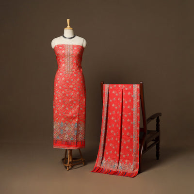 Red - 3pc digital merino wool unstitched dress material 44