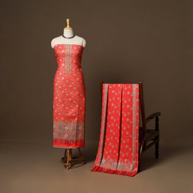 Red - 3pc digital merino wool unstitched dress material 44