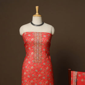 Red - 3pc digital merino wool unstitched dress material 44