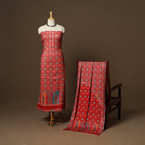 Red - 3pc digital merino wool unstitched dress material 45