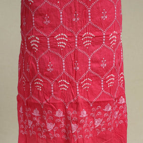 Red 3pc Embroidered Unstitched Kutch Bandhani Dress Material