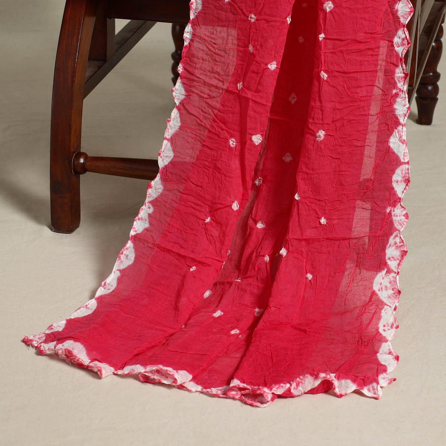 Red 3pc Embroidered Unstitched Kutch Bandhani Dress Material