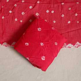 Red 3pc Embroidered Unstitched Kutch Bandhani Dress Material
