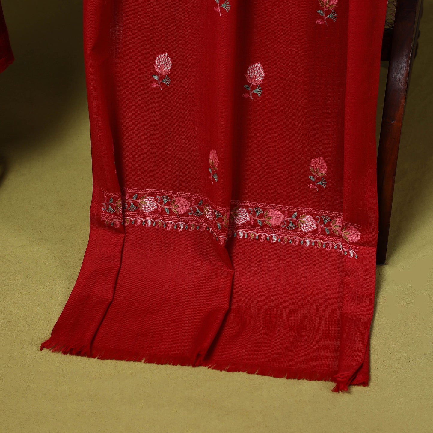 3pc embroidered work merino wool unstitched dress material