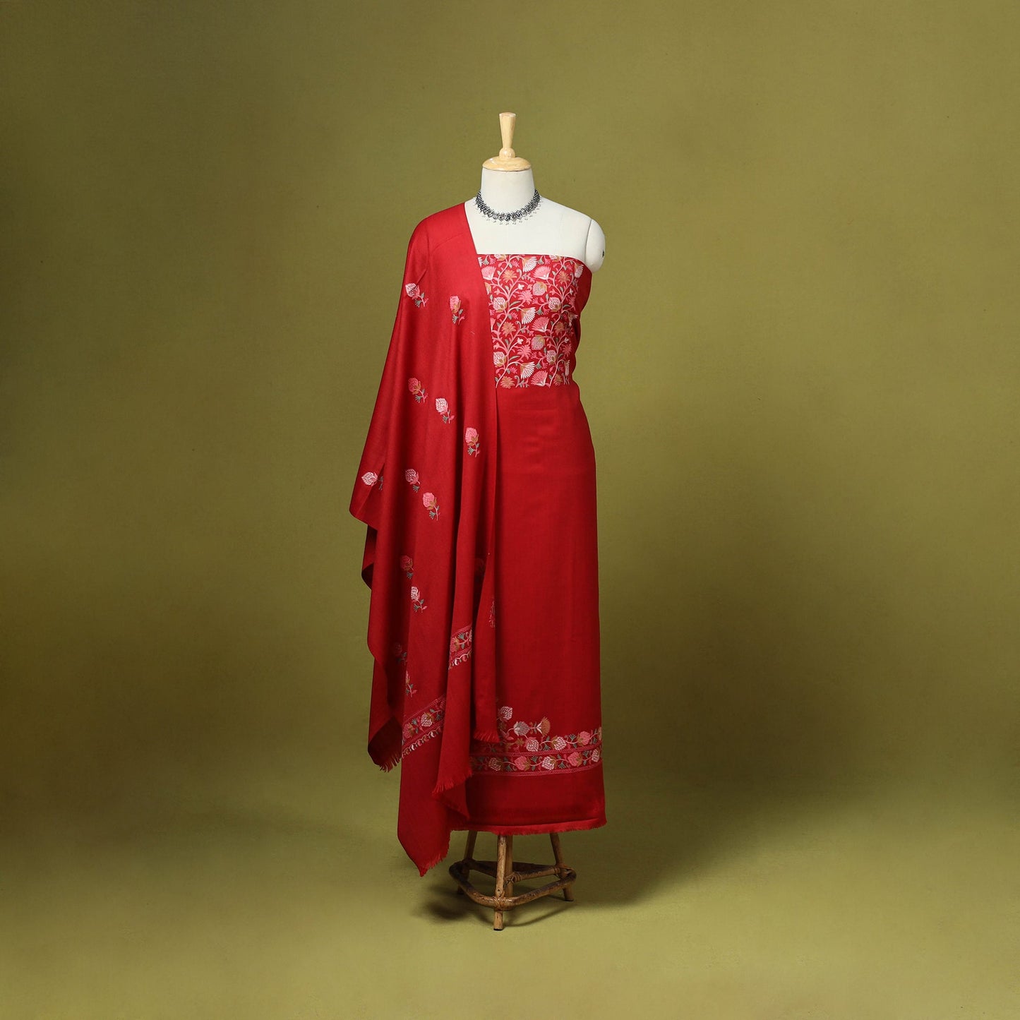 3pc embroidered work merino wool unstitched dress material