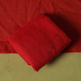 Red - 3pc hand embroidery cotton lucknow chikankari dress