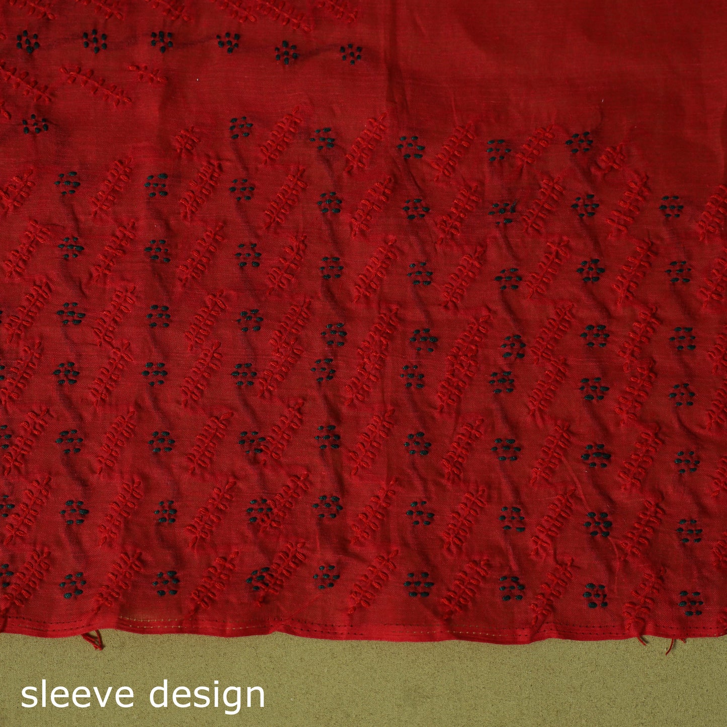 Red - 3pc hand embroidery cotton lucknow chikankari dress