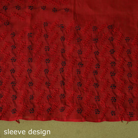 Red - 3pc hand embroidery cotton lucknow chikankari dress