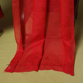 Red - 3pc hand embroidery cotton lucknow chikankari dress