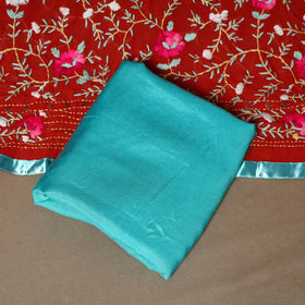 Red - 3pc hand embroidery georgette unstitched phulkari