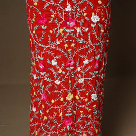 Red - 3pc hand embroidery georgette unstitched phulkari