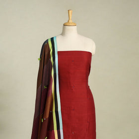  Red 3pc Handloom Cotton Kutch Bhujodi Dress Material