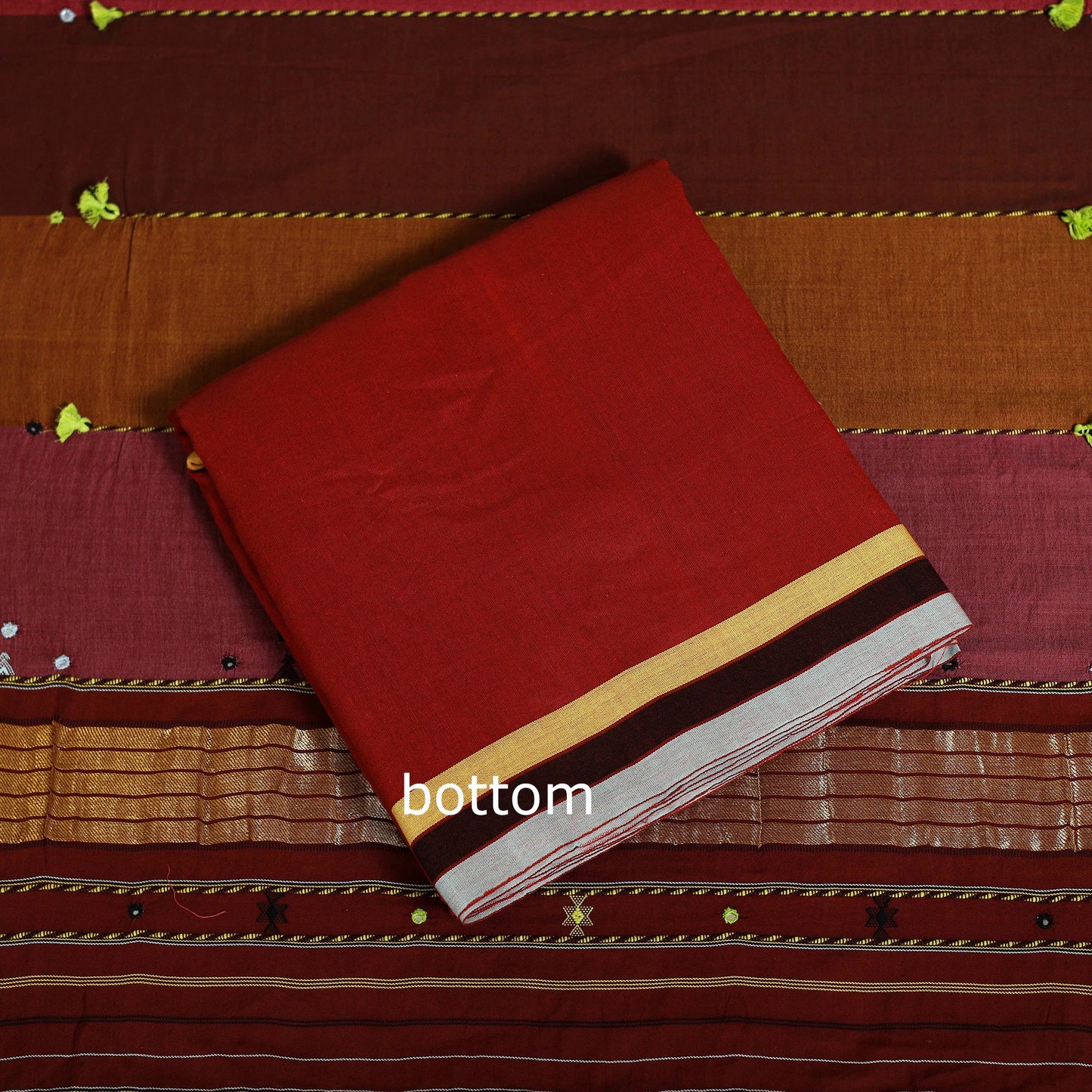  Red 3pc Handloom Cotton Kutch Bhujodi Dress Material