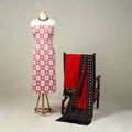Red 3pc Handloom Cotton Sambalpuri Ikat Dress Material