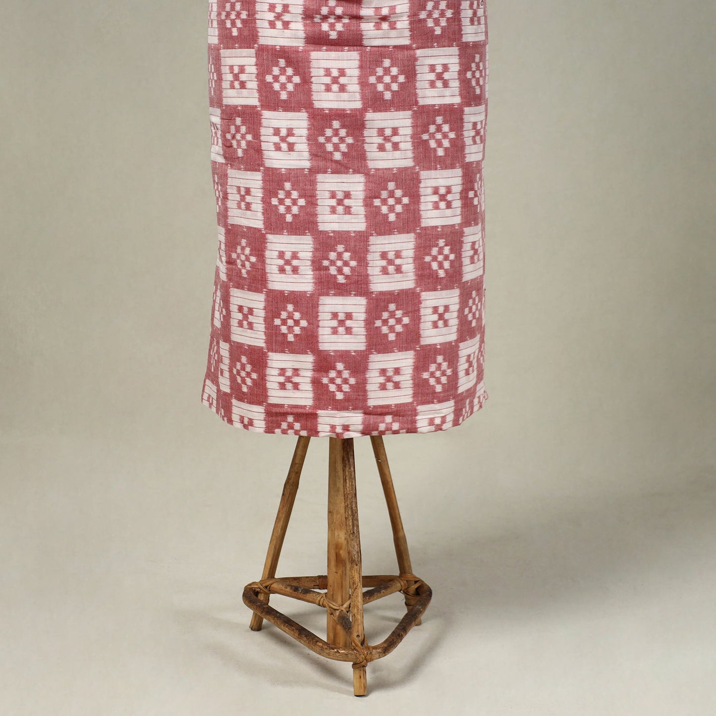 Red 3pc Handloom Cotton Sambalpuri Ikat Dress Material