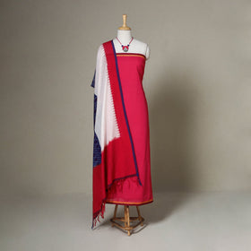 Red - 3pc unstitched mangalagiri dress material