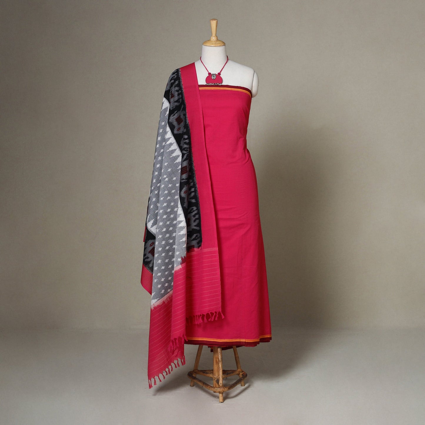 Red - 3pc unstitched mangalagiri dress material