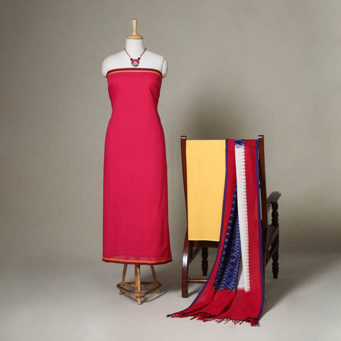 Red - 3pc unstitched mangalagiri dress material