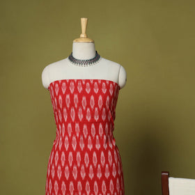 Red - 3pc handloom cotton unstitched pochampally ikat dress