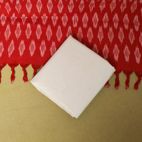 Red - 3pc handloom cotton unstitched pochampally ikat dress