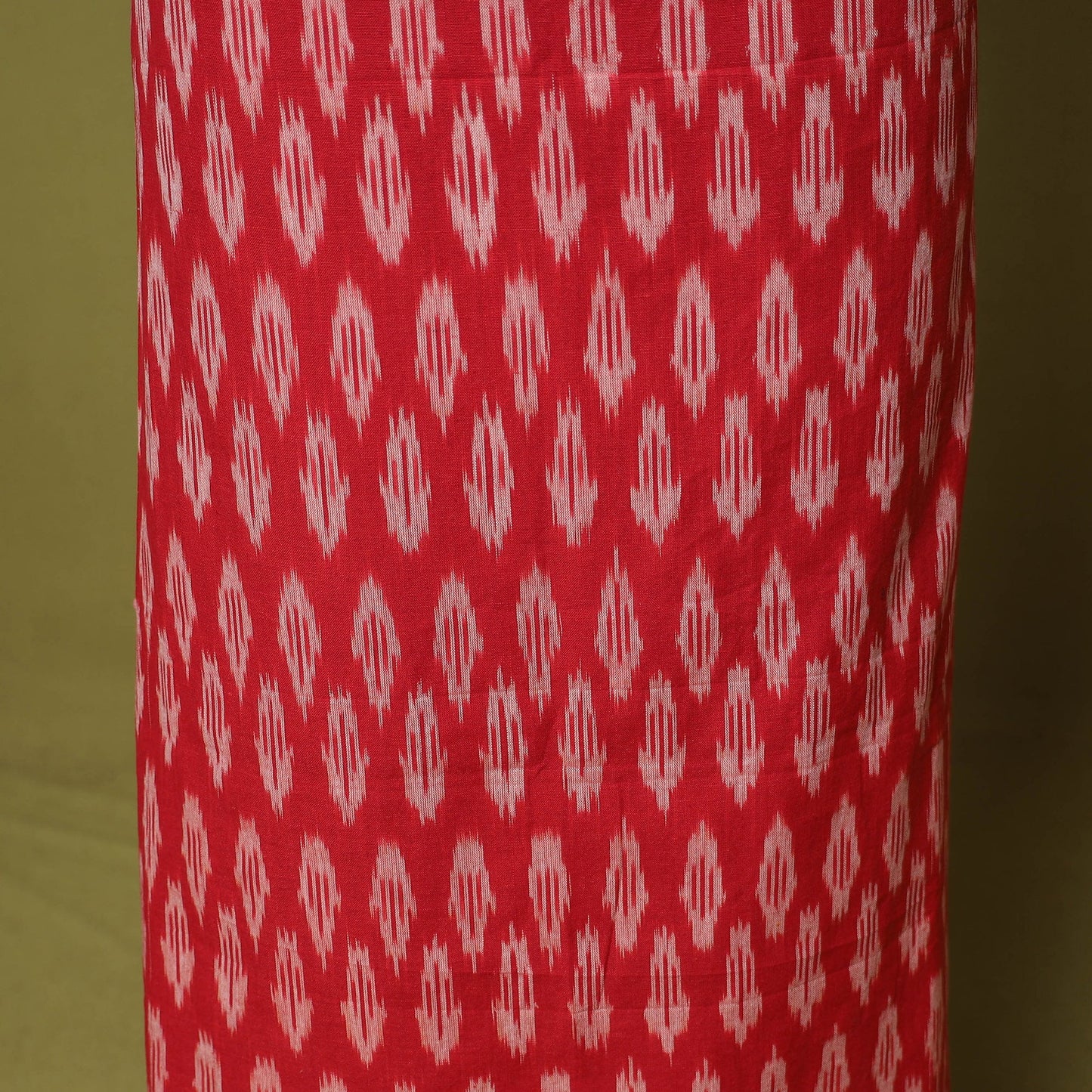 Red - 3pc handloom cotton unstitched pochampally ikat dress