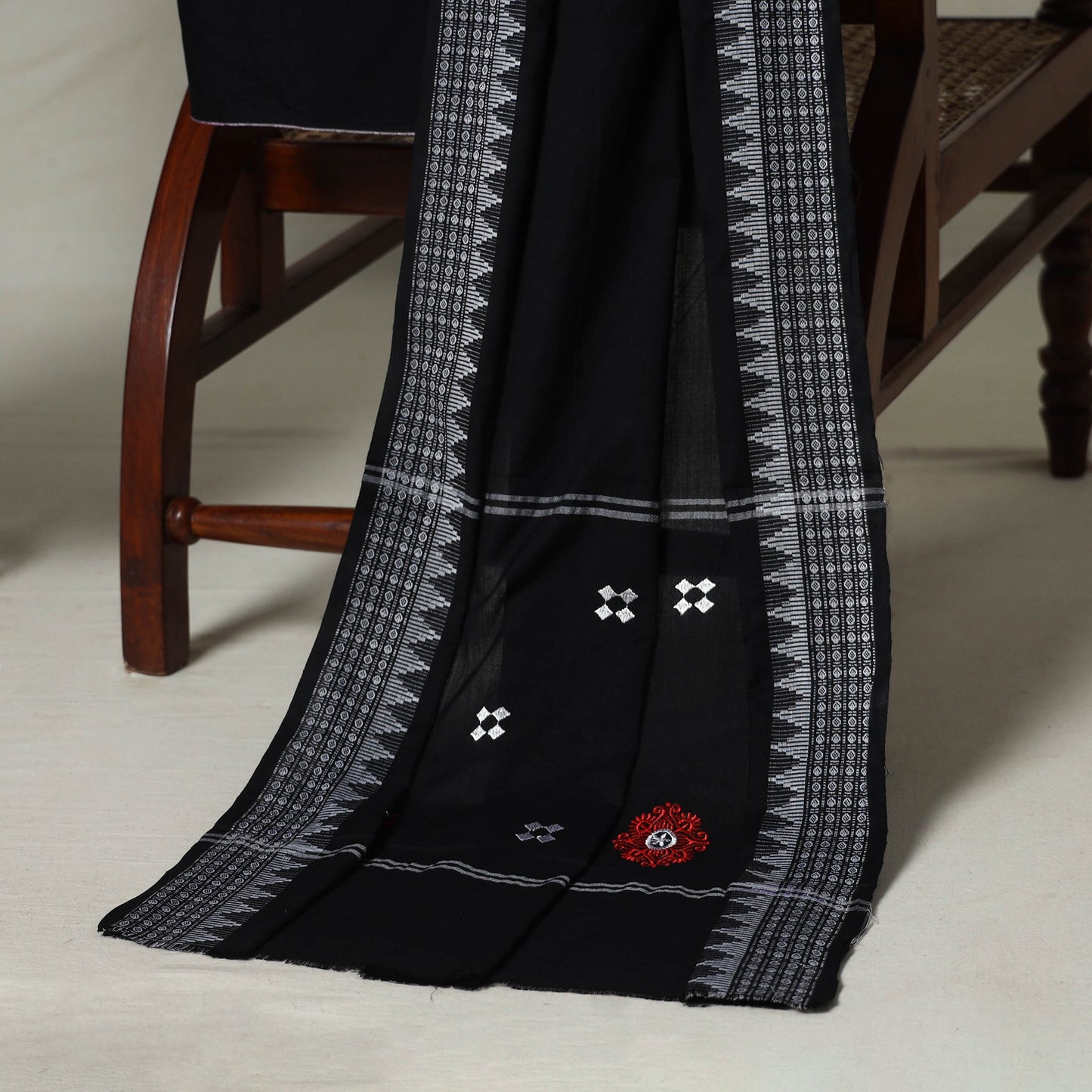 Red - 3pc handloom cotton unstitched sambalpuri dress