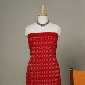 Red - 3pc handloom cotton unstitched sambalpuri dress