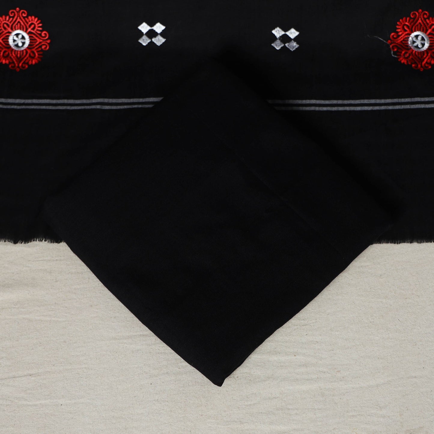 Red - 3pc handloom cotton unstitched sambalpuri dress