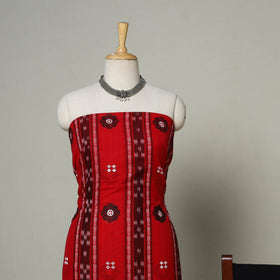 Red - 3pc handloom cotton unstitched sambalpuri dress