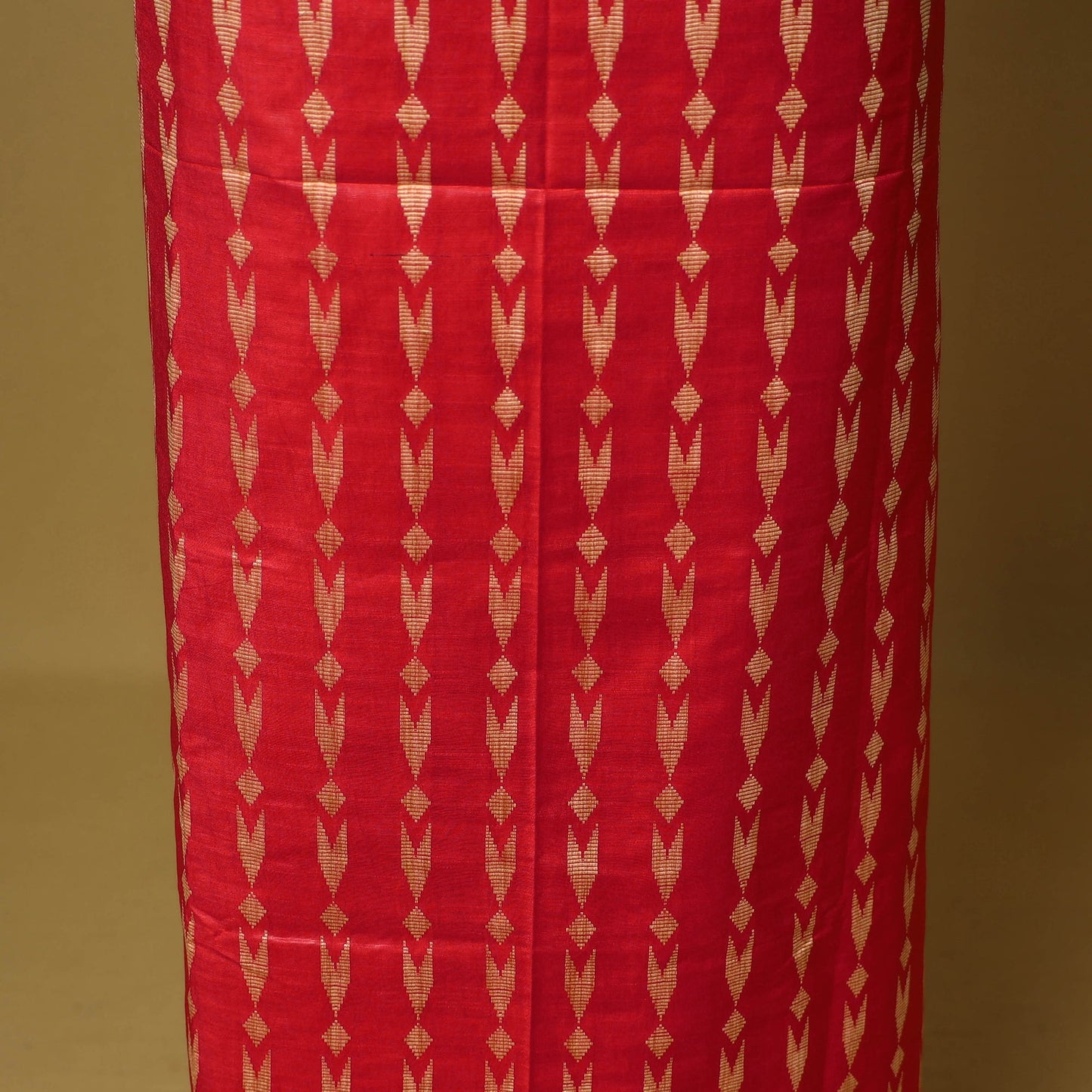 Red - 3pc handloom mulberry unstitched suit material set