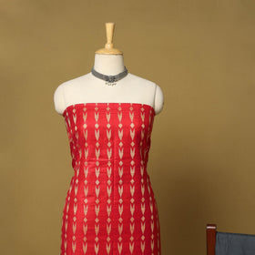 Red - 3pc handloom mulberry unstitched suit material set