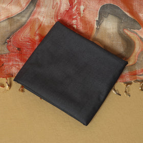 Red - 3pc handloom mulberry unstitched suit material set