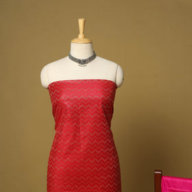 Red - 3pc handloom mulberry unstitched suit material set