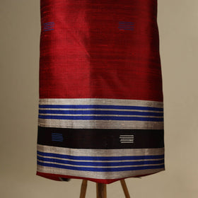 Red 3pc Handloom Tussar Silk Bhagalpuri Dress Material