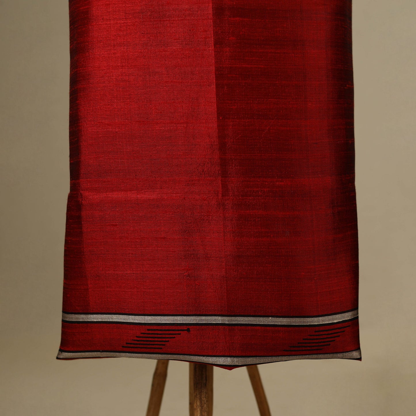 Red 3pc Handloom Tussar Silk Bhagalpuri Dress Material