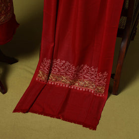 Red - 3pc heavy chain stitch embroidered merino wool